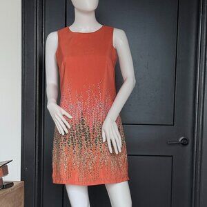 Orange Floral A silhouette Brunch Mini Dress Size S